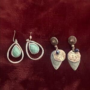 Elegant Silver and Blue Earrings Set